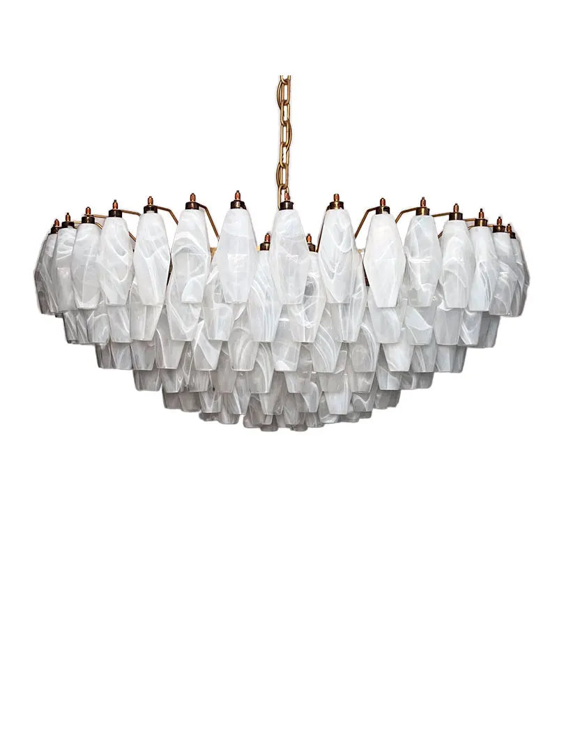 Muraano White Alabaster Poliedri Chandelier 185 glass