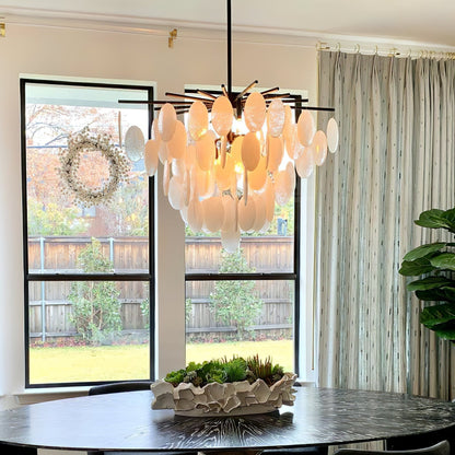 Cascading Selenite Disc Chandelier