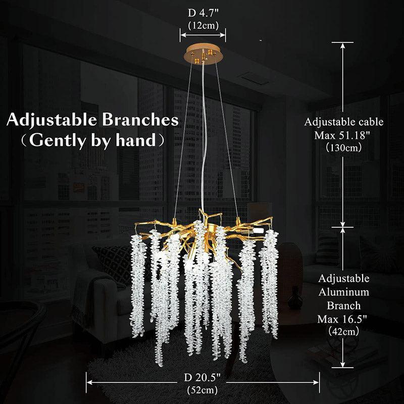 Dorris White Crystal Branch Chandelier 20.5"