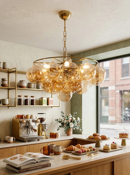 Circular Multi-Head Glass Ball Bubble Chandelier