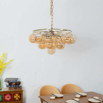 Circular Multi-Head Glass Ball Bubble Chandelier