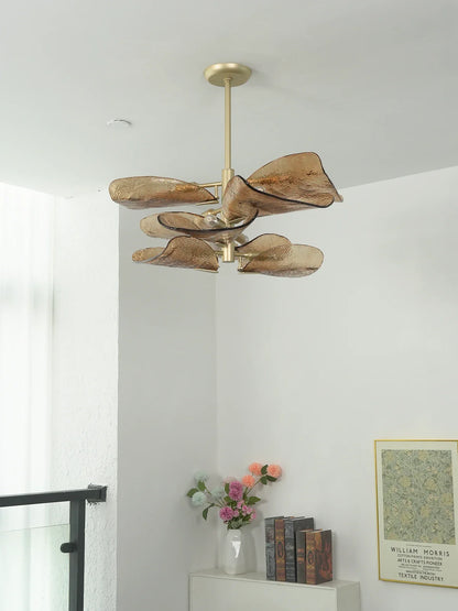 Cloud-Shaped Layered Amber Chandelier