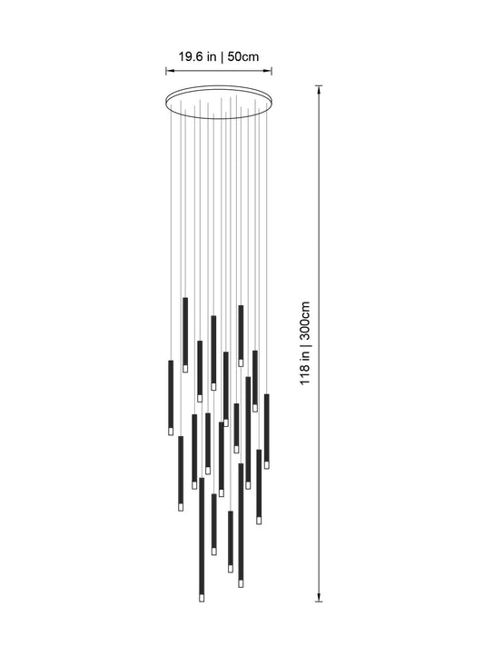 Clustered Tubes LED Chandelier by Aurorae Lighting