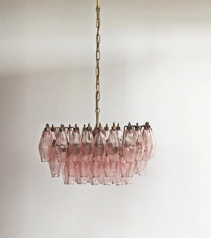 Poliedri Murano Pink Chandelier