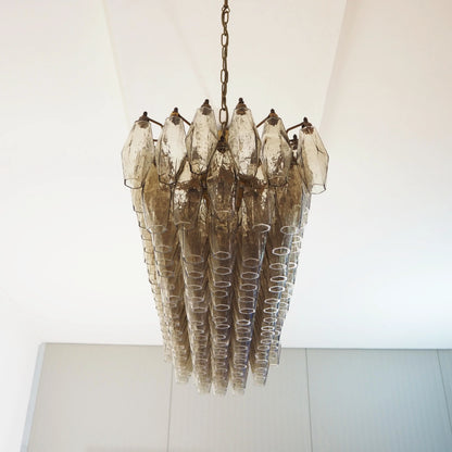 Elegant Smoked Murano Poliedri Chandelier