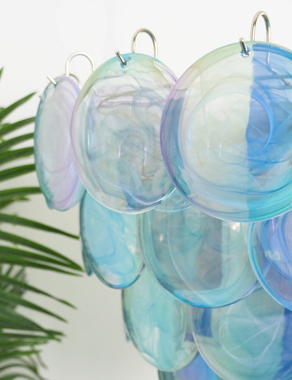Elegant Blue Murano Disc Chandelier