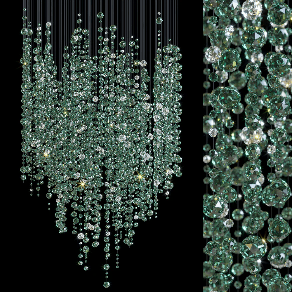 Crystal Emerald Rainfall Chandelier
