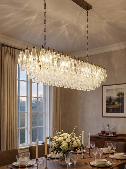 Elegant Transparent Murano Poliedri Chandelier
