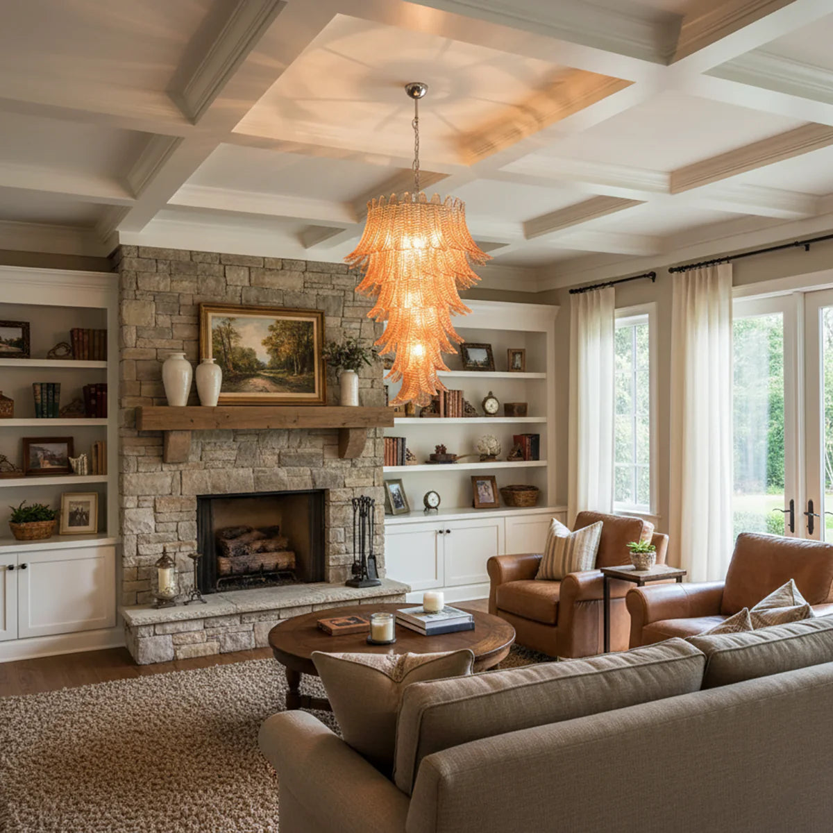 Gorgeous Murano Felci Amber Glass Chandelier
