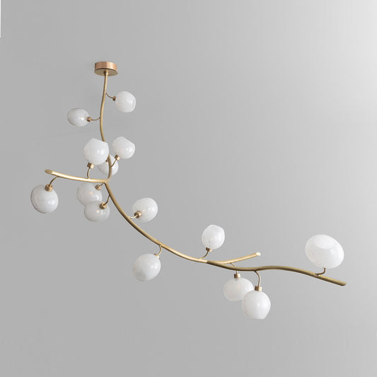 Modern Linear Brass Branches Chandelier for Dining Room