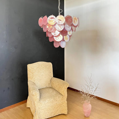 Pink Disc Murano Chandelier