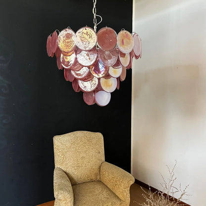 Pink Disc Murano Chandelier