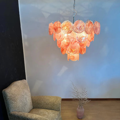 Pink Disc Murano Chandelier