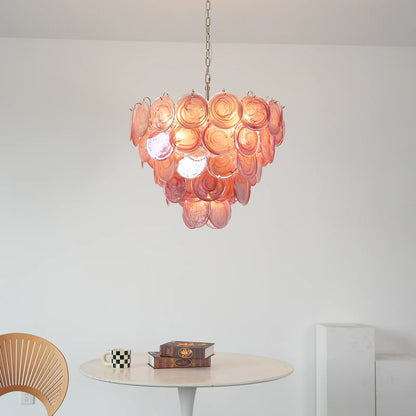 Pink Disc Murano Chandelier