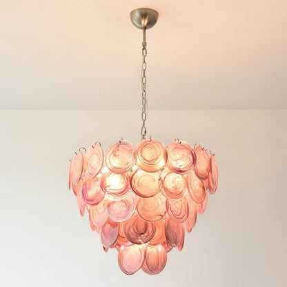 Pink Disc Murano Chandelier