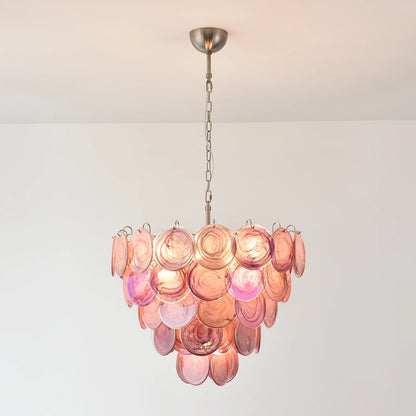 Pink Disc Murano Chandelier
