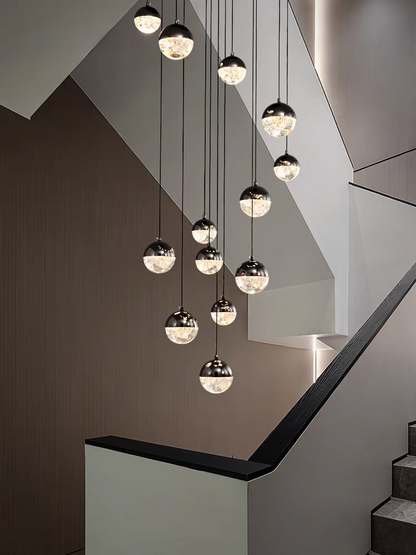 Luminous Crystalline-Acrylic Orbs Chandelier by Aurorae Lighting