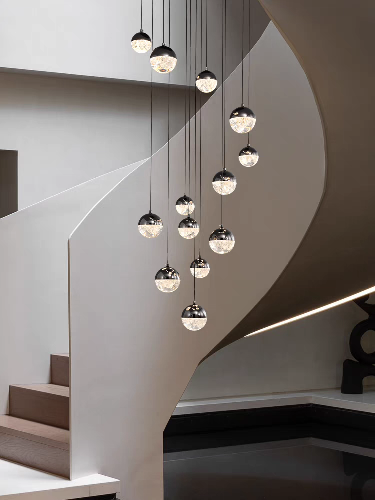 Luminous Crystalline-Acrylic Orbs Chandelier by Aurorae Lighting