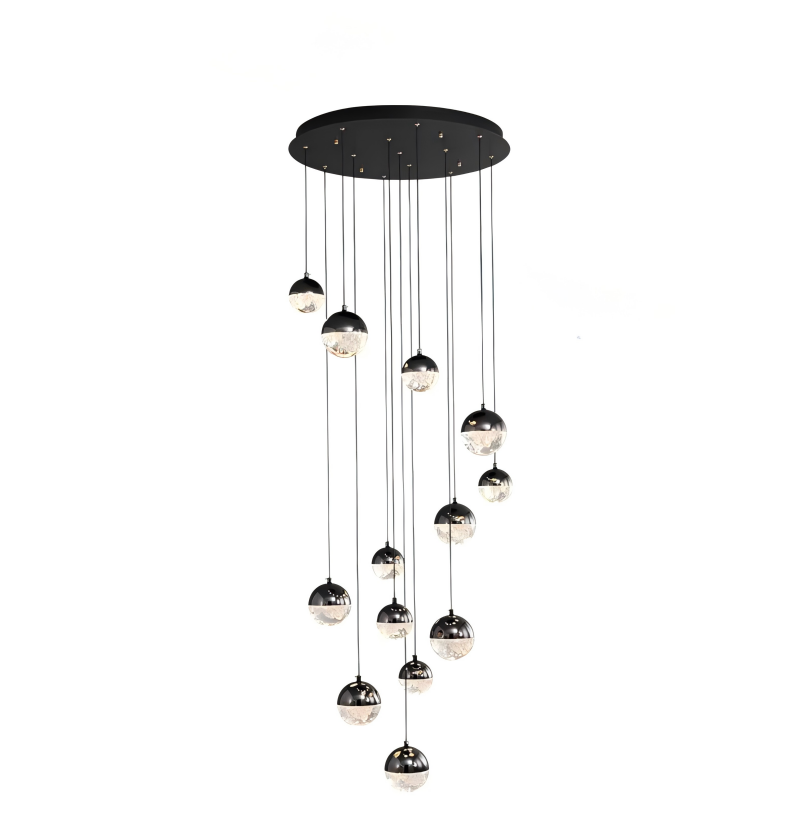 Luminous Crystalline-Acrylic Orbs Chandelier by Aurorae Lighting