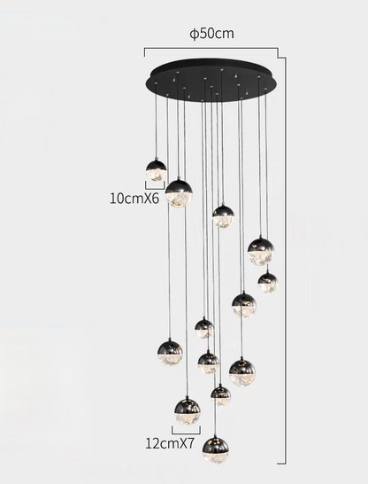 Luminous Crystalline-Acrylic Orbs Chandelier by Aurorae Lighting