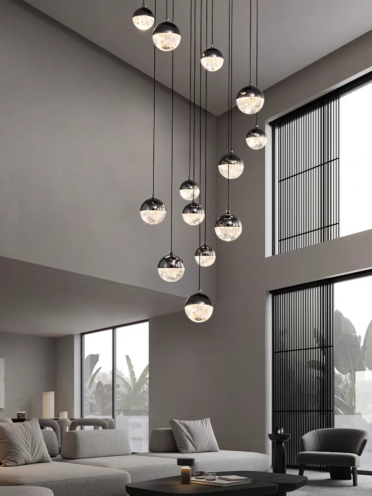 Luminous Crystalline-Acrylic Orbs Chandelier by Aurorae Lighting