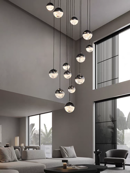 Luminous Crystalline-Acrylic Orbs Chandelier by Aurorae Lighting