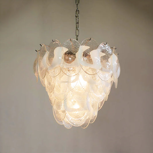 Mazzega Murano Transparent White Glasses Chandelier