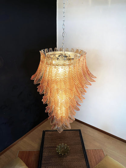 Murano Amber Felch Spiral Chandelier