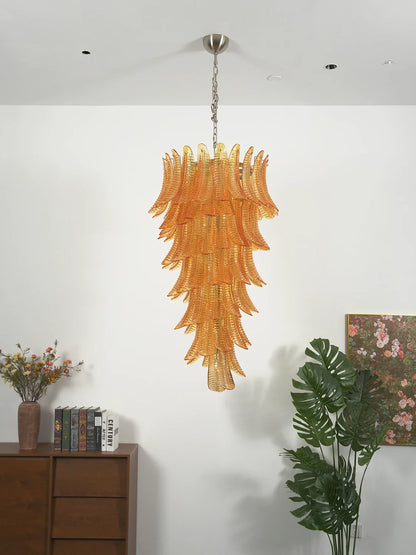 Murano Amber Felch Spiral Chandelier
