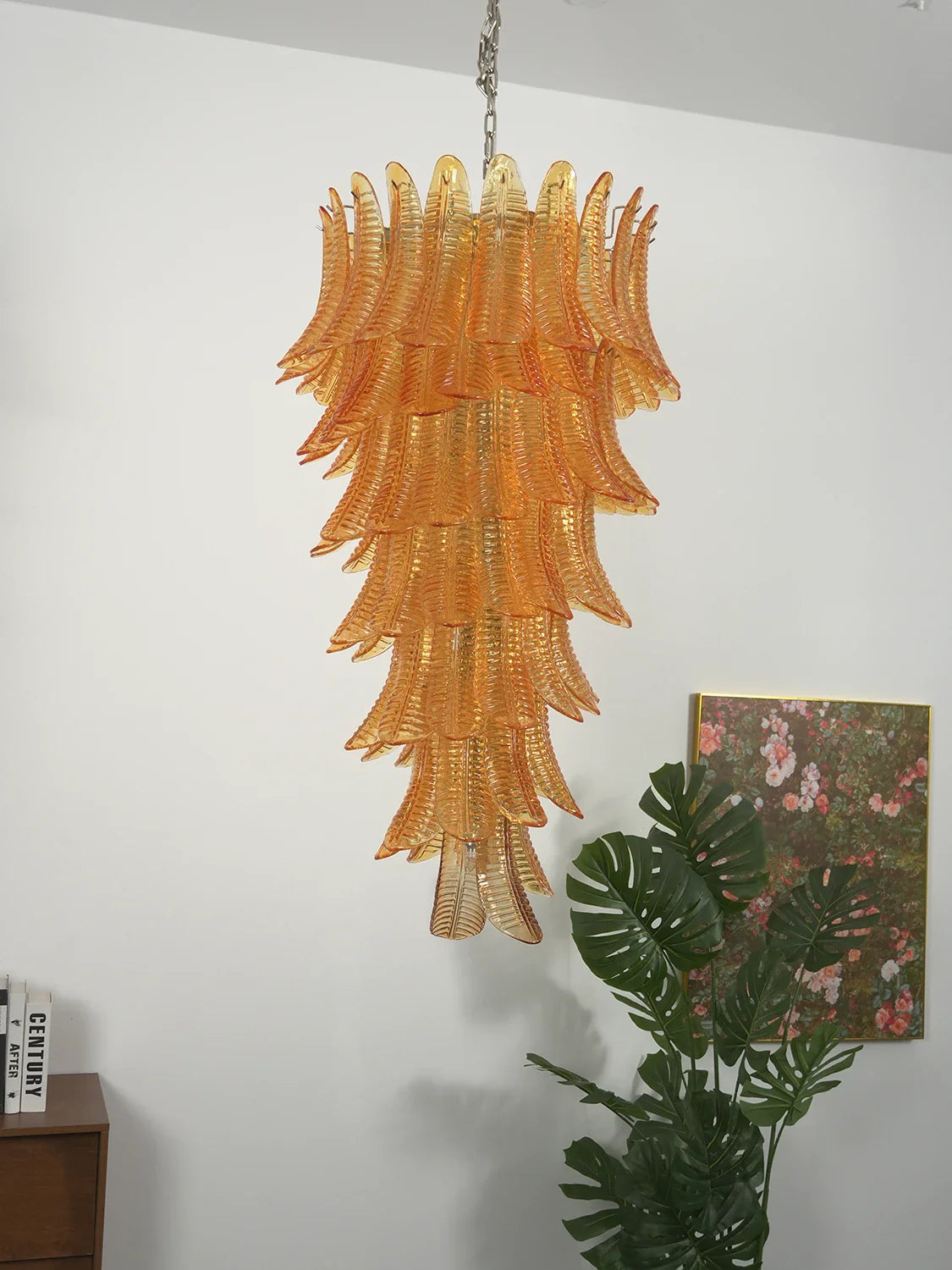 Murano Amber Felch Spiral Chandelier