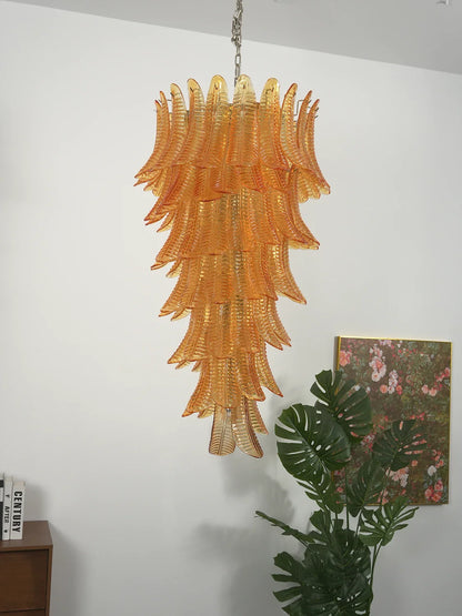 Murano Amber Felch Spiral Chandelier
