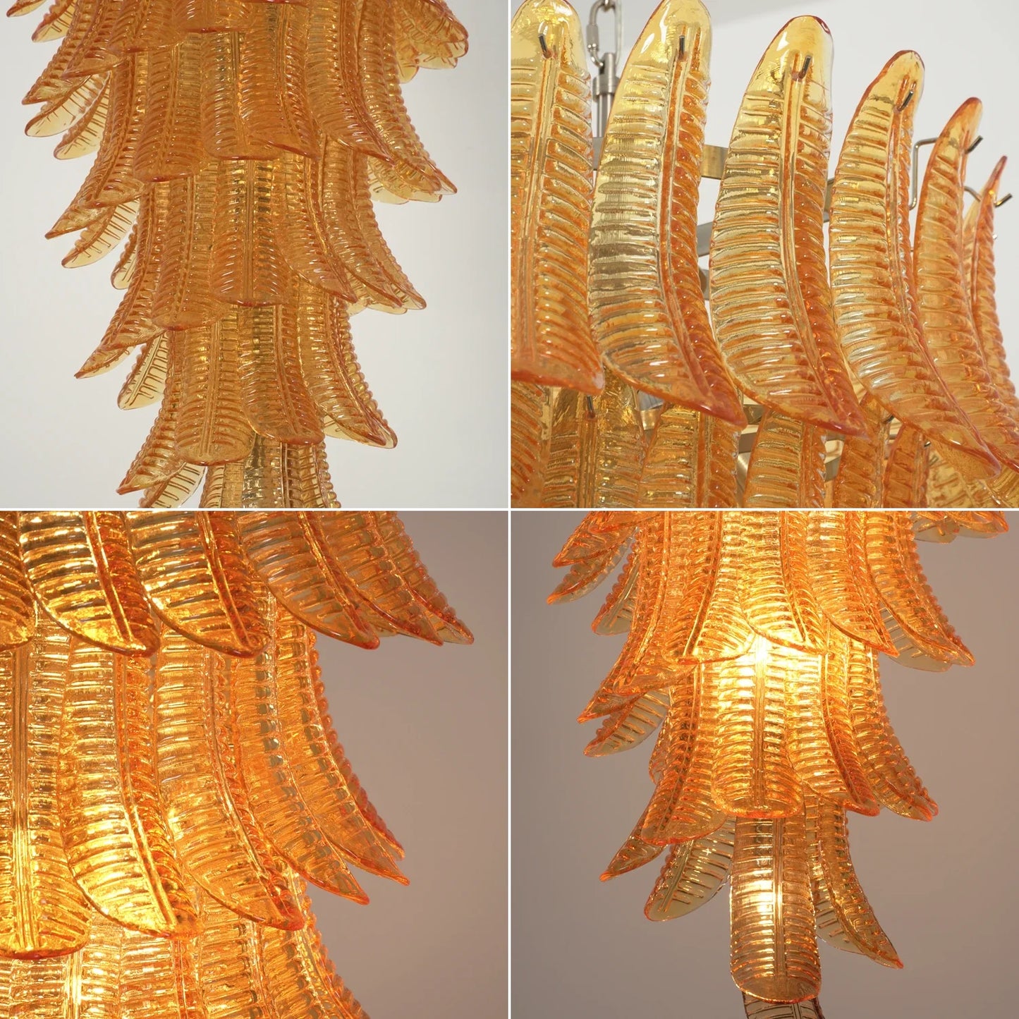 Murano Amber Felch Spiral Chandelier