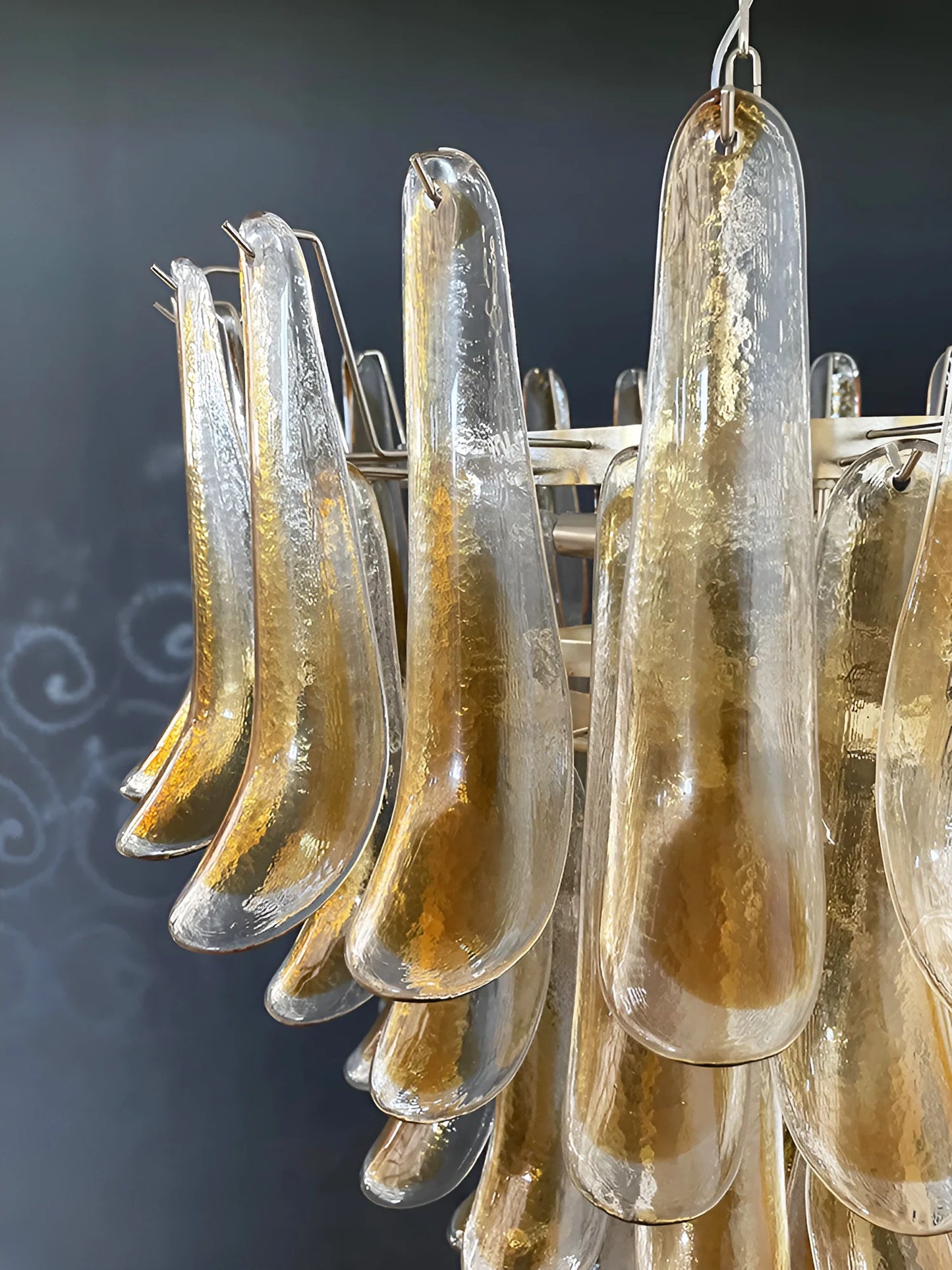 Murano Amber Glass Petals Chandelier