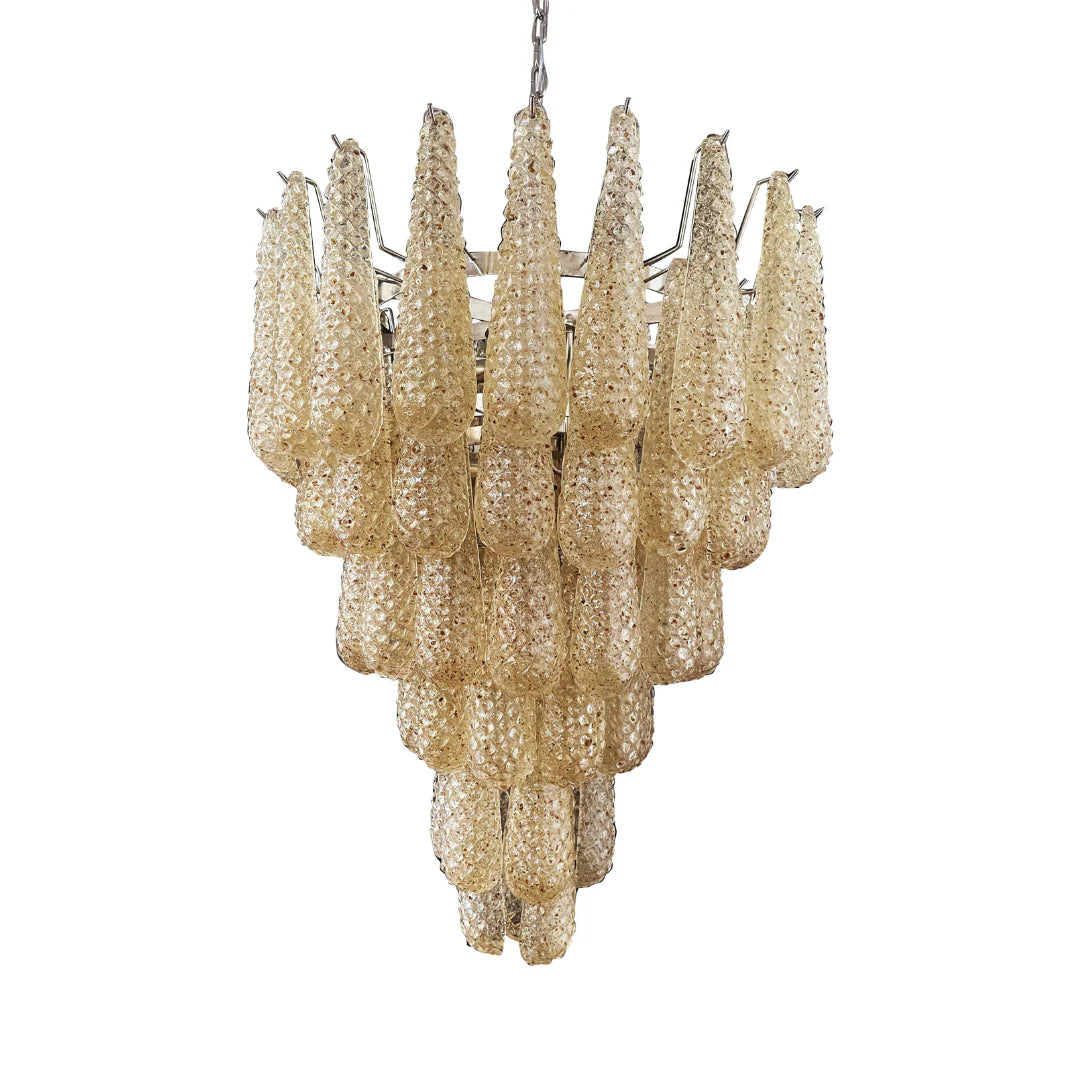 Vintage Amber Murano Glass Petals Drop Chandelier