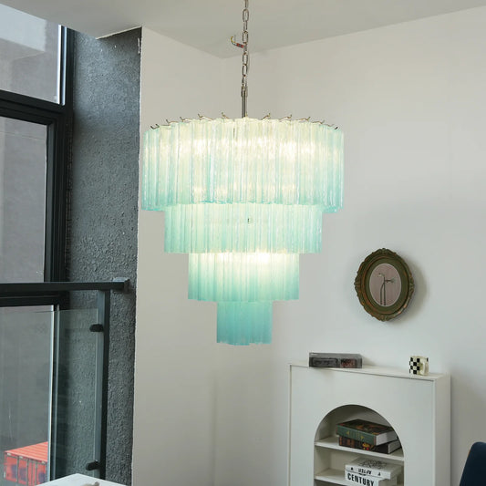Murano Blue Glass Tubes Chandelier