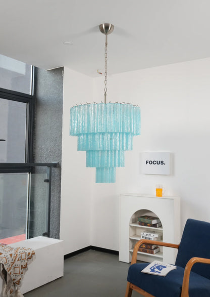 Murano Blue Glass Tubes Chandelier