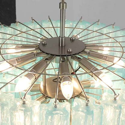Murano Blue Glass Tubes Chandelier
