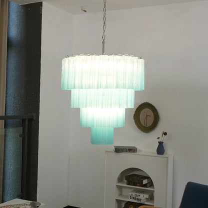 Murano Blue Glass Tubes Chandelier