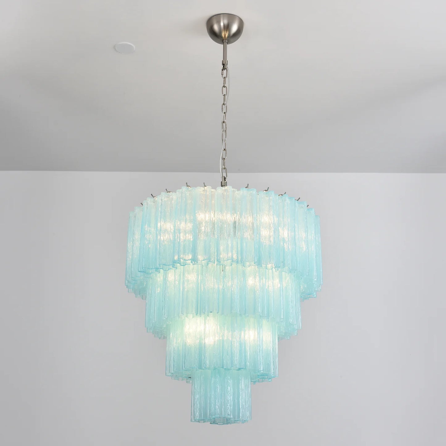 Murano Blue Glass Tubes Chandelier