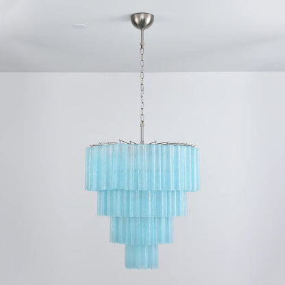 Murano Blue Glass Tubes Chandelier