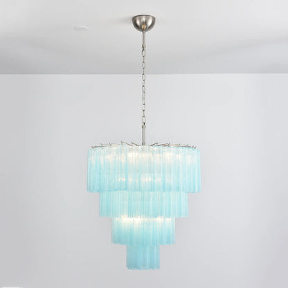 Murano Blue Glass Tubes Chandelier