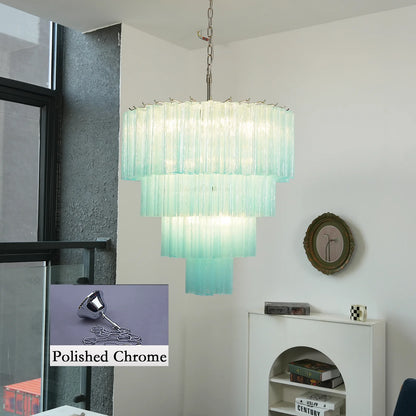 Murano Blue Glass Tubes Chandelier