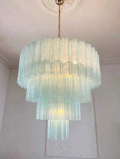 Murano Blue Glass Tubes Chandelier