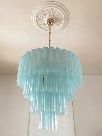 Murano Blue Glass Tubes Chandelier