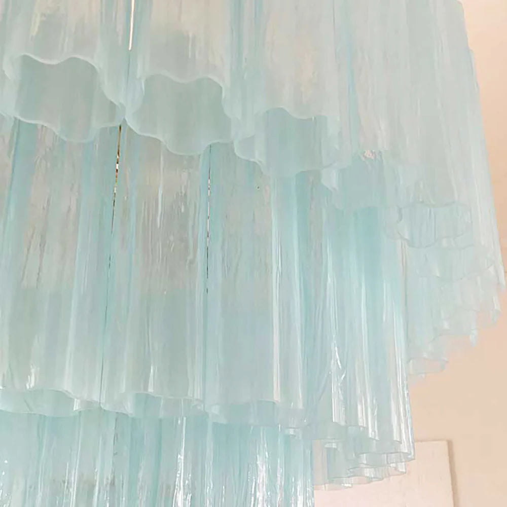 Murano Blue Glass Tubes Chandelier