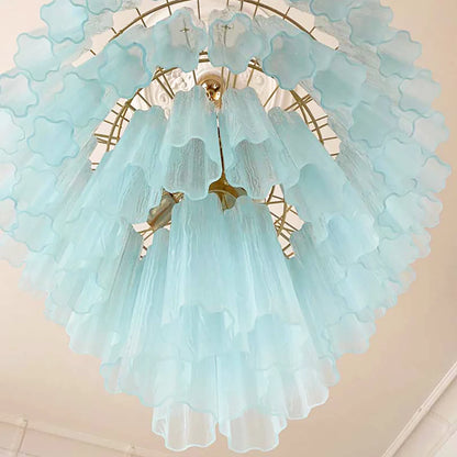 Murano Blue Glass Tubes Chandelier