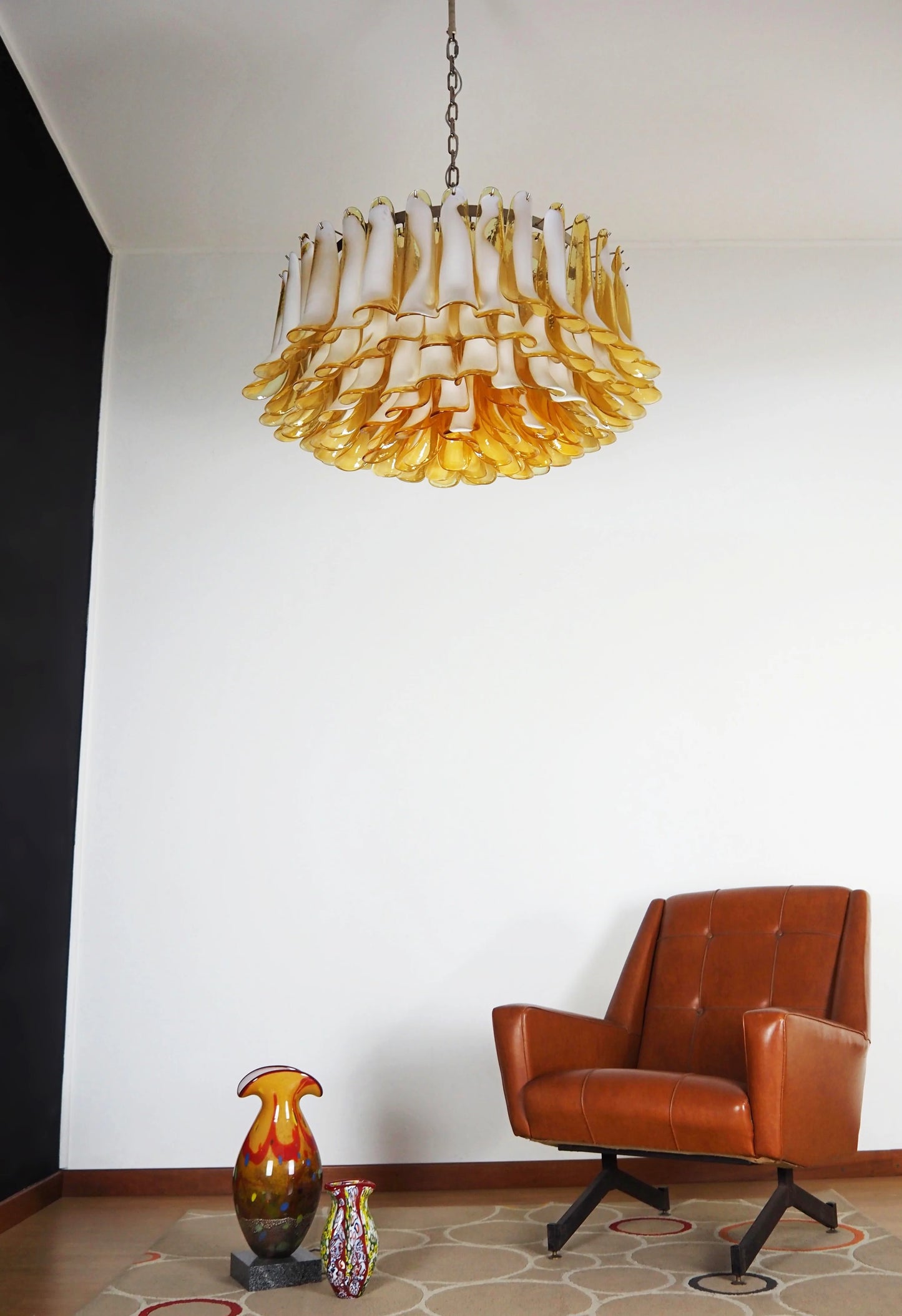 Murano Caramel Glass Petal Chandelier