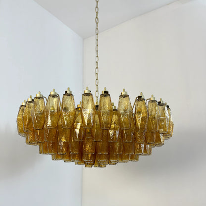 Murano Faceted Amber Glass Chandelier
