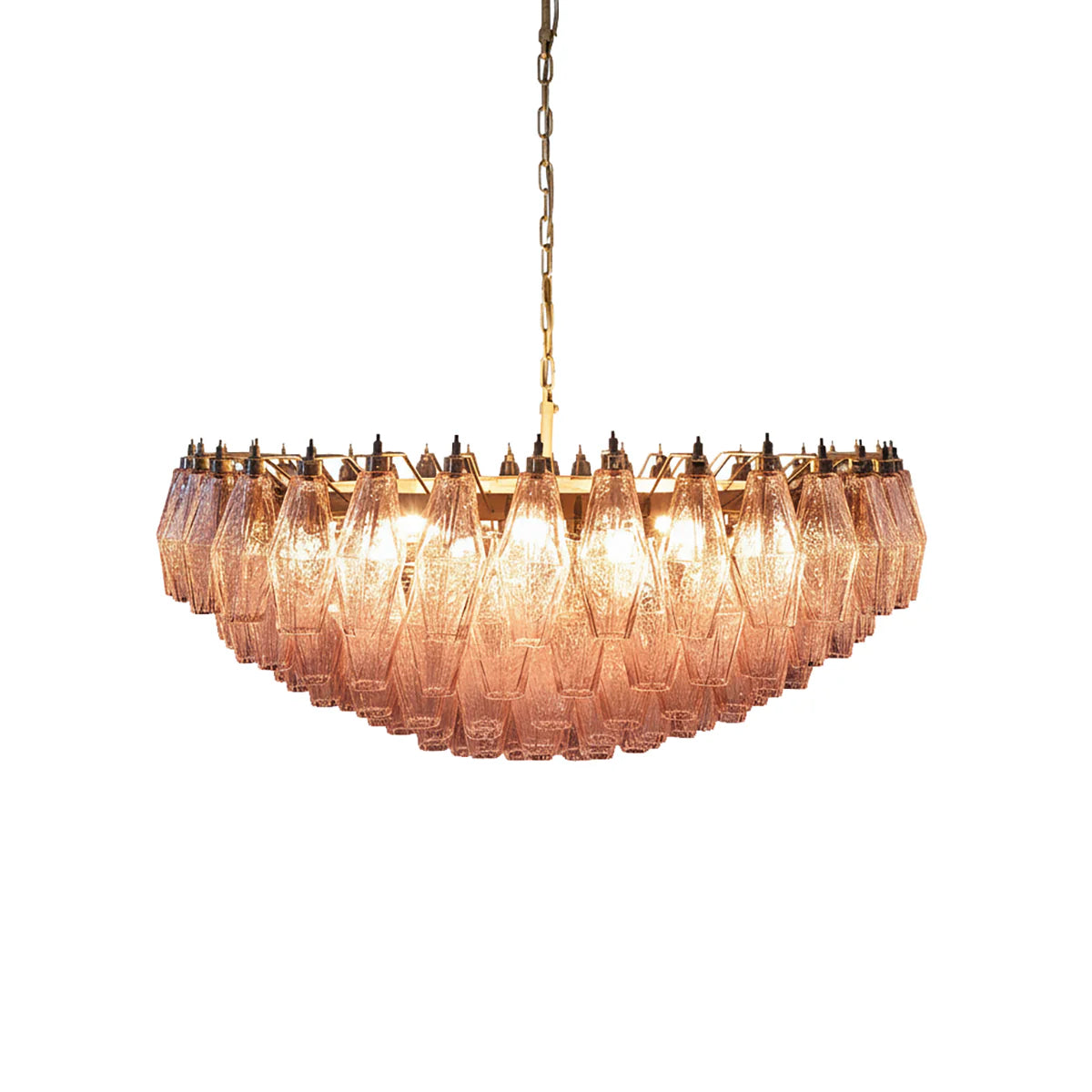 Pink Murano Rhombus Faceted Glass Chandelier