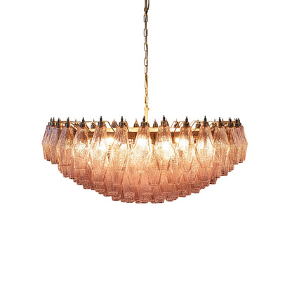 Pink Murano Rhombus Faceted Glass Chandelier